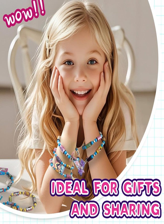 PATPAT DIY Sticker Rolls Bracelet For Kids Girls DIY Cartoon Stickers Bracelet Making Kit With Spacer Beads Carry-On Bracelets Stickers Decorative Free Making Kit Children's Day Gift, Multicolour - Image 4